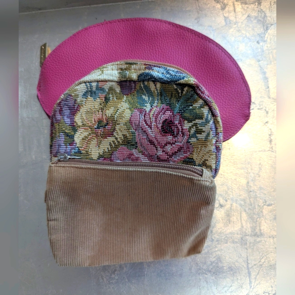 🩷 Clinique Pink, Tapestry, Cordoroy, 3 Cosmetic Zipper Bags Makeup Feminine